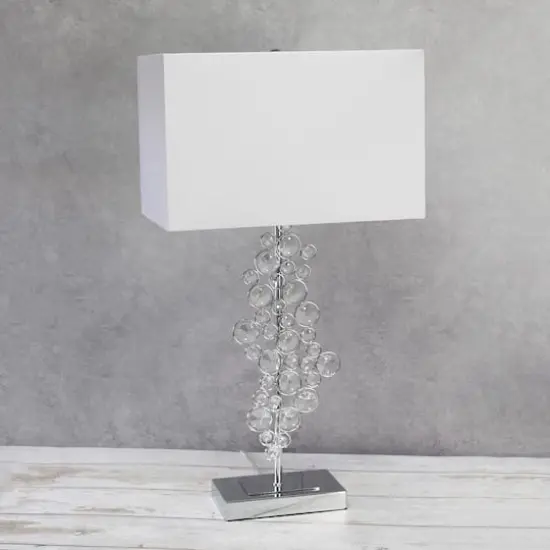 Lalia Home 26" Crystal Glitz and Chrome Table Lamp with White Shade {5}