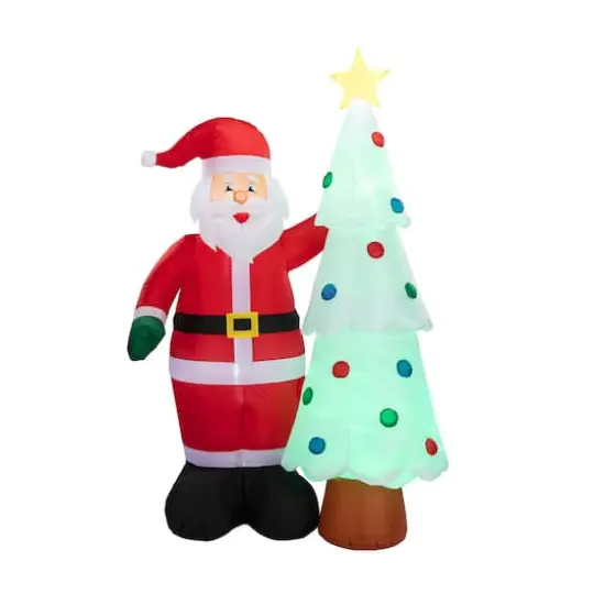 Mr. Christmas 7ft. Santa and Tree Outdoor Lit Inflatable {1}