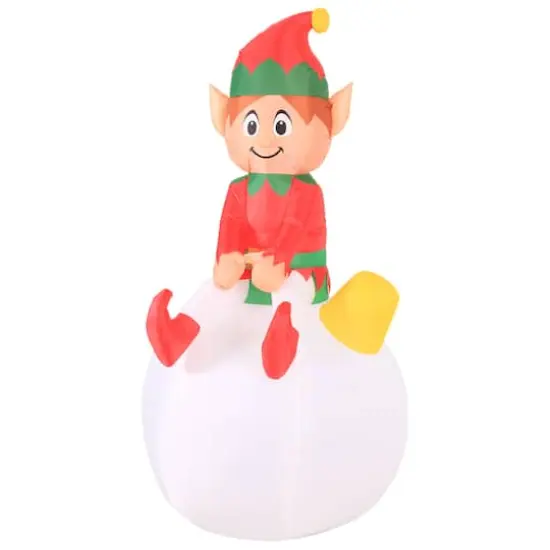 5ft. Airflowz Inflatable Elf on Ornament with Swirling Lights {5}