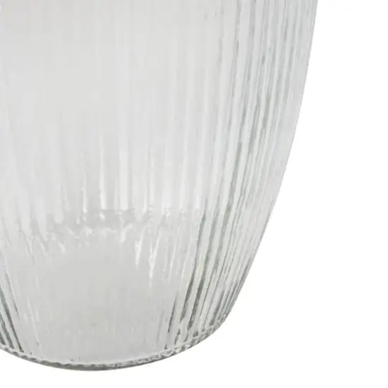 12" Clear Glass Ribbed Fluted Decorative Vase {5}