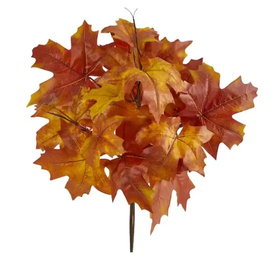 18" Orange Autumn Maple Leaf Bush, 2ct. {1}