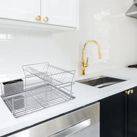 MegaChef 15.5" Stainless Iron Dish Rack with Shelf {4}