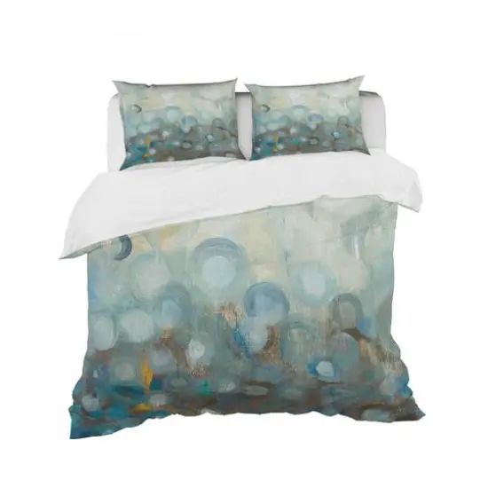 Designart 'Blue and Bronze Dots on Glass II' Geometric Bedding Set - Duvet Cover & Shams {1}