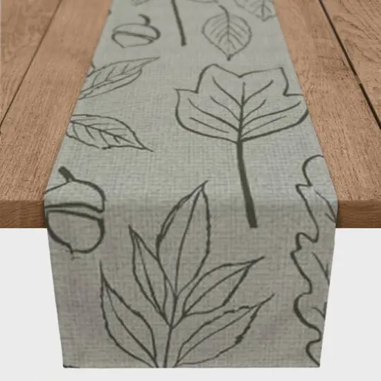 90'' Green Leaf Pattern Cotton Twill Runner {1}