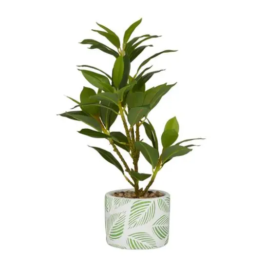 16" Potted White PVC Coastal Evergreen Artificial Foliage {7}