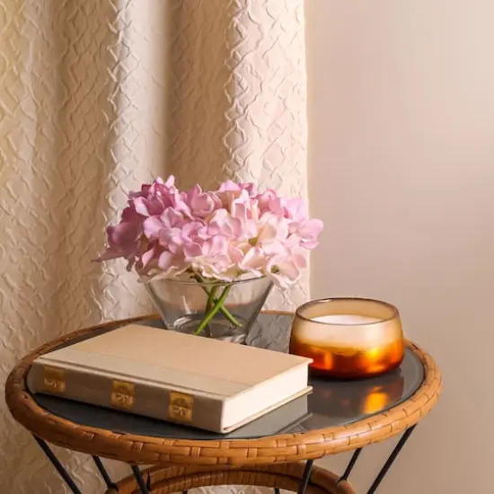 8" Hydrangea in Glass Vase Mixed Mauve {4}