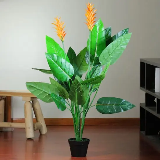 4ft. Green & Orange Artificial Bird of Paradise Potted Plant {3}