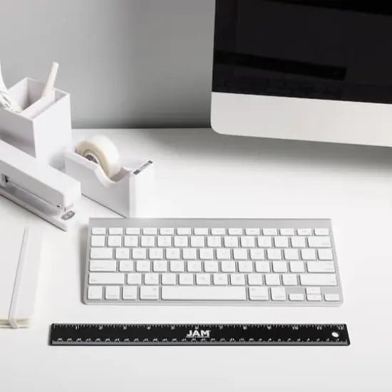 JAM Paper Metallic Stainless Steel Ruler Black {7}