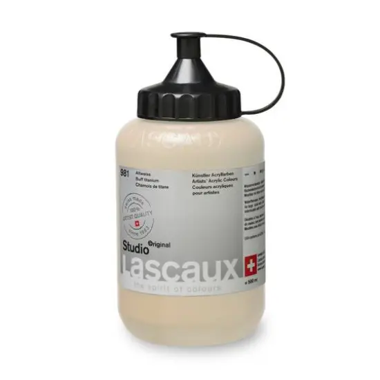 Lascaux Studio Acrylic Paint, 500mL 981 Buff Titanium {4}