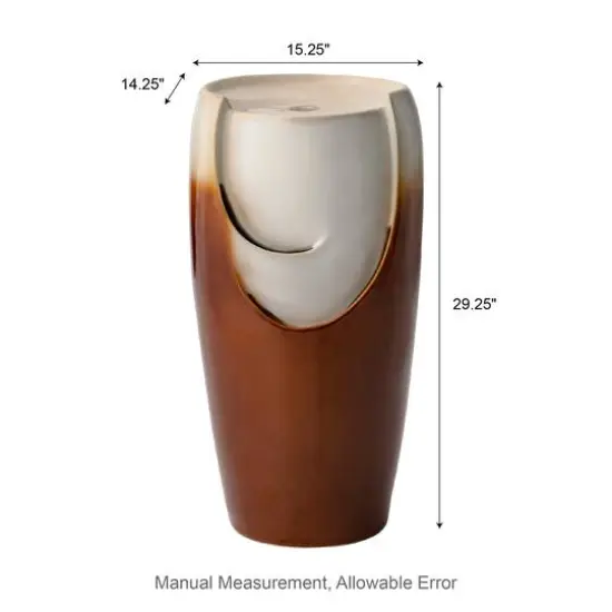 Glitzhome&reg; 29.25" LED Sand Beige & Brown Ceramic Pot Outdoor Floor Fountain {6}