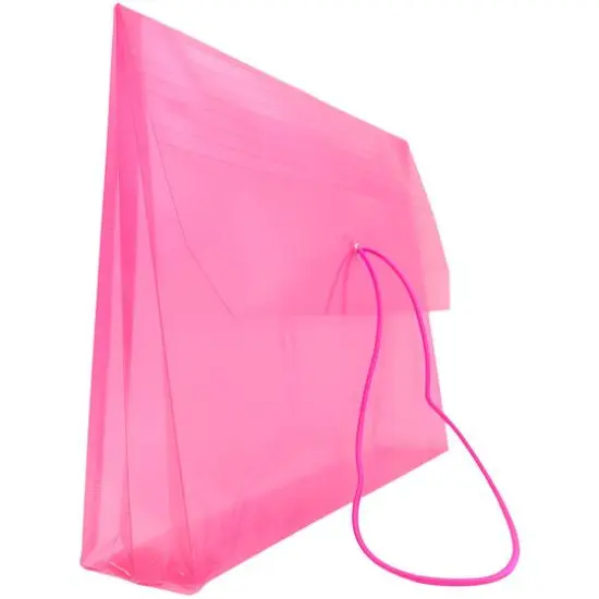 JAM Paper 9.75" x 13" Plastic Elastic Band Closure Expansion Envelopes, 12ct. Pink {5}