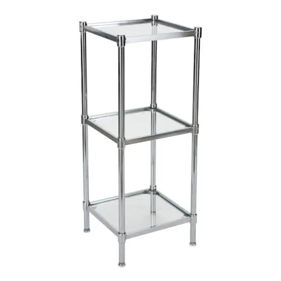 Organize It All Glacier 34" 3-Tier Freestanding Tempered Glass Shelving Tower {1}