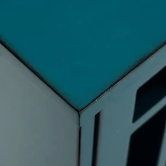 Walker Edison 32" Blue Fretwork Accent Storage Cabinet {8}