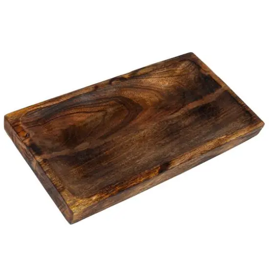 Hello Honey&reg; 15" Burnt Finish Hand-Carved Mango Wood Tray {1}