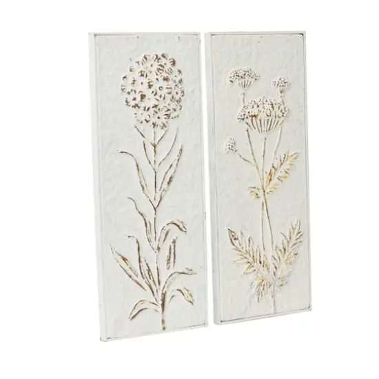23" White Metal Farmhouse Floral Wall D&eacute;cor Set {3}