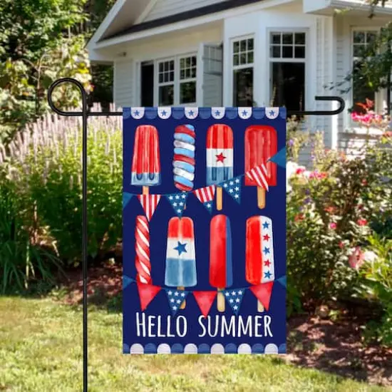 Hello Summer Patriotic Americana Popsicle Garden Flag, 12.5" x 18" {4}