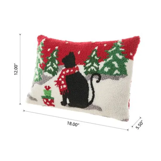 Glitzhome&reg; Hooked Christmas Cat Pillow {7}