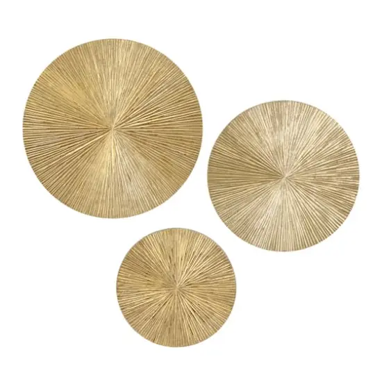 CosmoLiving by Cosmopolitan Set of 3 Gold MDF Contemporary Wall Decor, 24" x 24" {1}