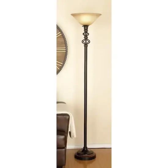 70" Black Metal Traditional Floor Lamp {8}