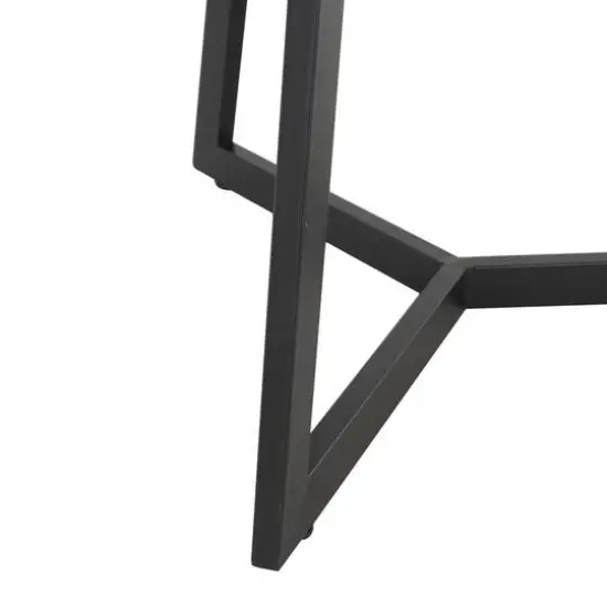 21.5" Black Teak Wood Handmade Live Edge Accent Table with Black Metal Base {5}