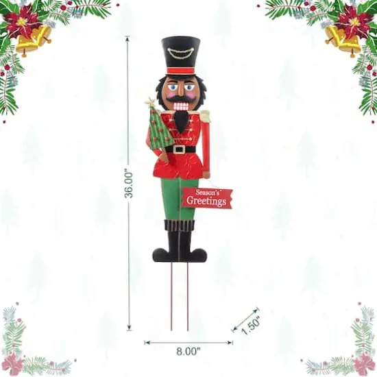 Glitzhome&reg; 36" Christmas Metal African Nutcracker Yard Stake {9}