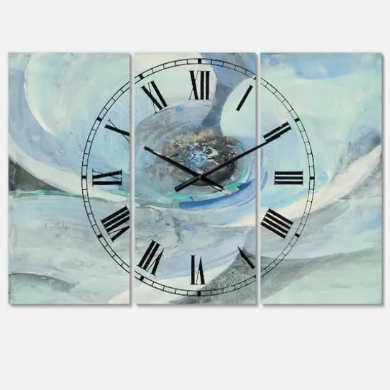 Designart Moonlight Magnolia Farmhouse Watercolor 3 Panel Wall Clock {1}