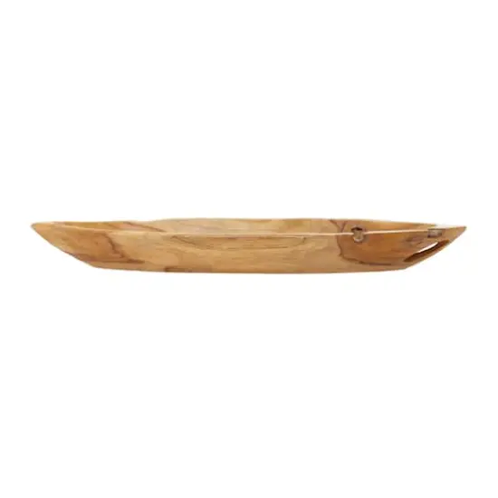 Brown Teak Wood Rustic Tray {1}