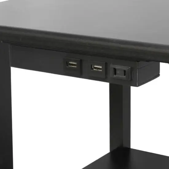 Simple Designs 57" 2 Tier Floor Lamp with USB & Outlet Black {9}