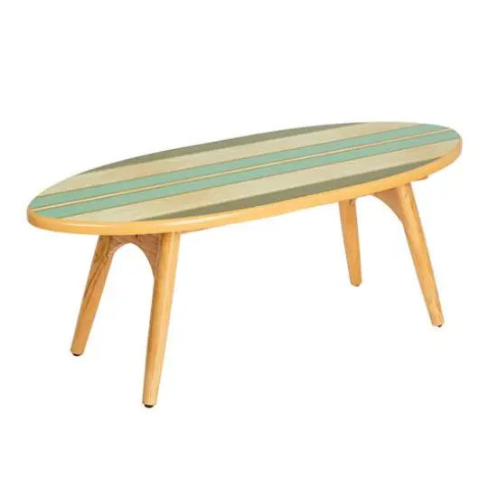 Hello Honey&reg; Multicolor Striped Surfboard Oval Coffee Table {1}