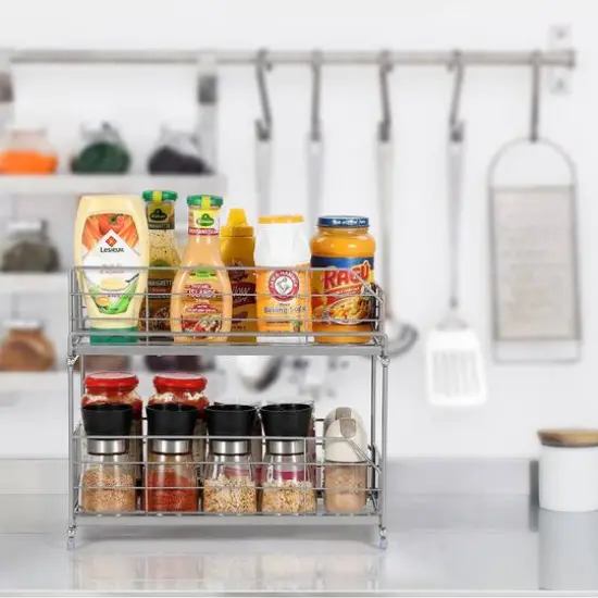 NEX™ 14" 2-Tier Under Sink Rack Organizer with Sliding Drawers, 2ct. Silver {5}