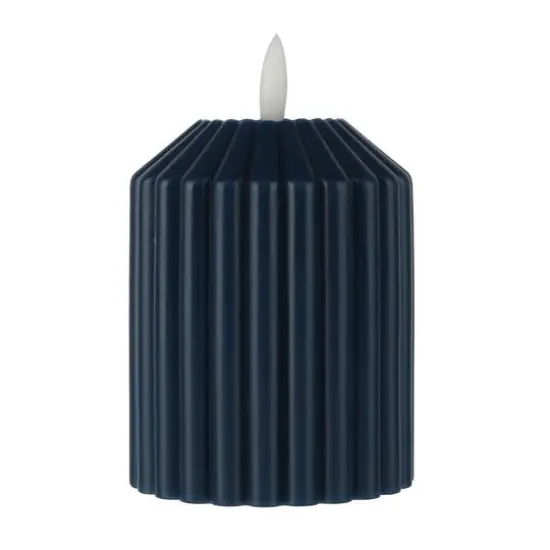 4" Ribbed Wax LED Pillar Candle by Ashland&reg; Blue {1}