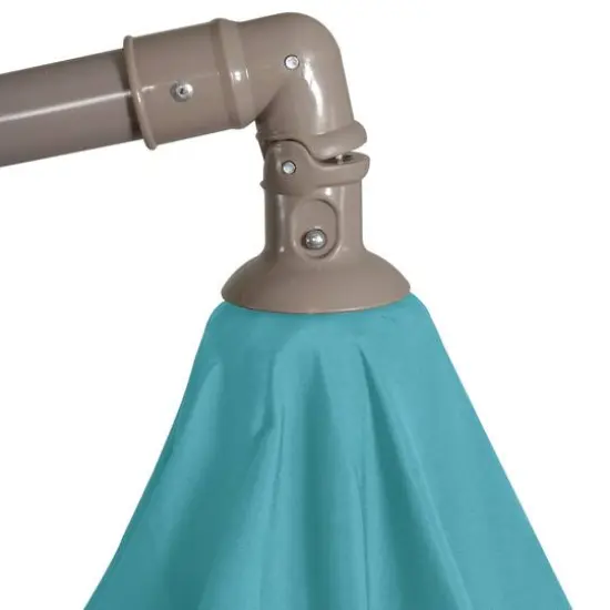 10ft. Offset Outdoor Patio Umbrella with Hand Crank Turquoise Blue {4}