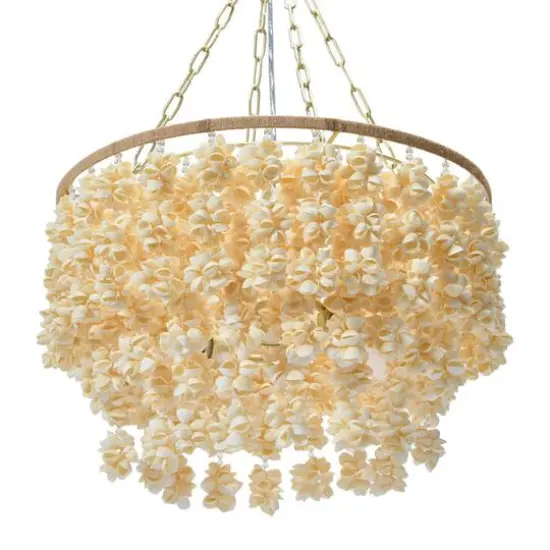 Hello Honey&reg; 20" Round Metal and Shell Chandelier Style Ceiling Light {6}
