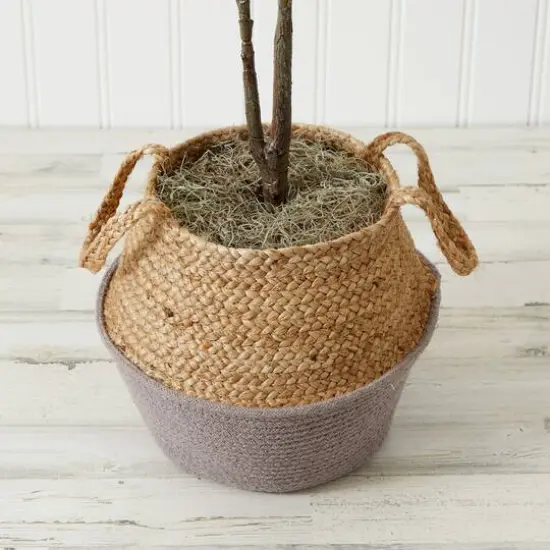 3ft. Artificial Fiddle Leaf Fig Tree With Handmade Cotton & Jute Woven Planter Set DIY Kit Gray {8}