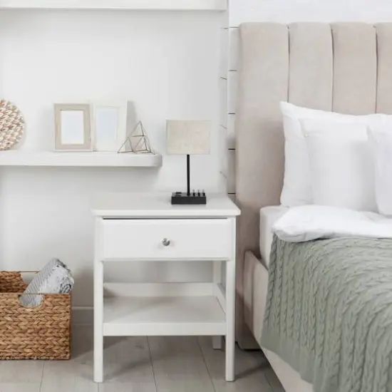 Simple Designs 15.3" Table Lamp with 2 USB Ports & Charging Outlet Black Base/Beige Shade {7}