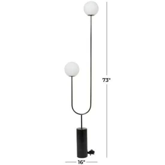 73" 2 Orb Light Floor Lamp with Marble Base Black {7}