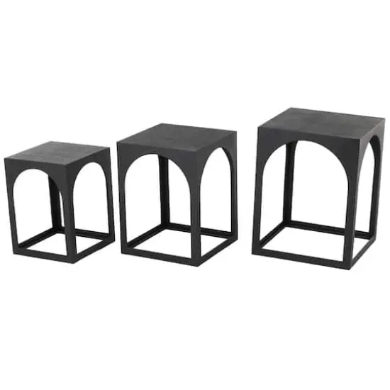 Metal Nested Accent Table with Large Arched Cutouts Set Black {1}