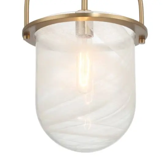 Hello Honey&reg; Beatrice Gold & White Mid-Century Modern Handmade Marbleized Glass & Metal Ceiling Light {8}