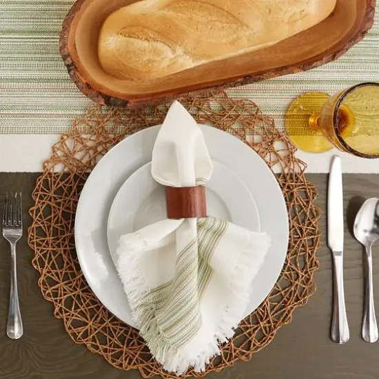 DII&reg; 20" x 20" Fringed Striped Napkins, 6ct. Thyme {7}