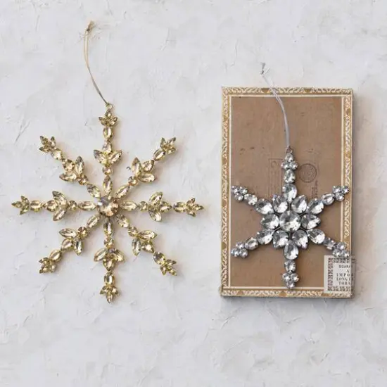 Hello Honey&reg; 7" Silver Snowflake Acrylic Jewel & Metal Ornament {3}