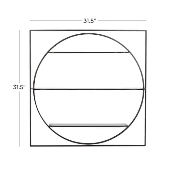 Black Metal Contemporary Wall Shelf, 32" x 32" x 5" {7}