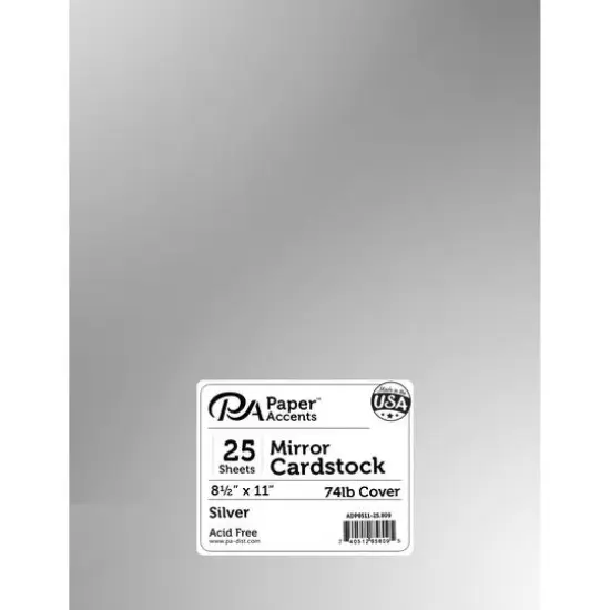 PA Paper&trade; Accents 8.5" x 11" 73lb. Smooth Cardstock, 25 Sheets Silver {1}