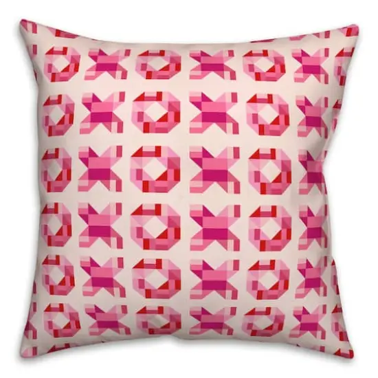 Multi XOXO Quilt Valentine's Day Throw Pillow {1}
