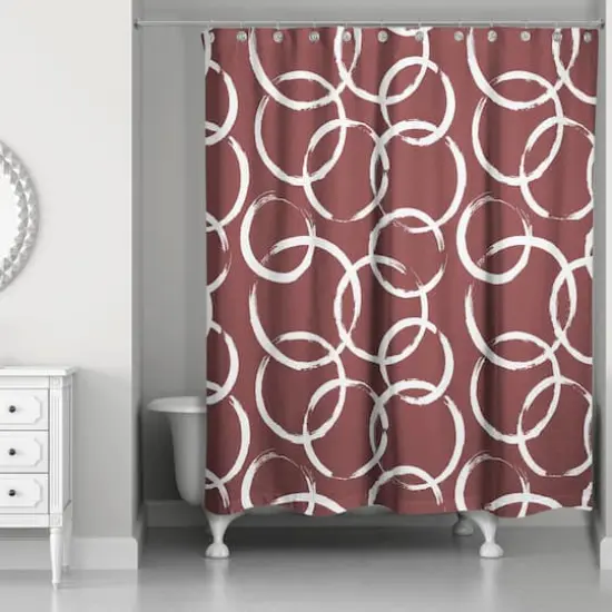 Circles Shower Curtain Maroon {3}