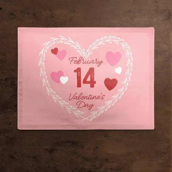 Valentine's Day Calendar Wreath Poly Twill Placemat {3}