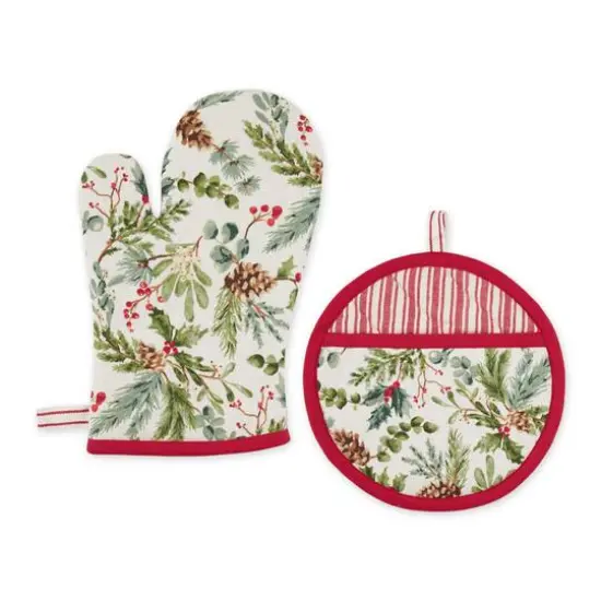 DII&reg; Heritage Holiday Sprigs Oven Mitt & Potholder Set {1}