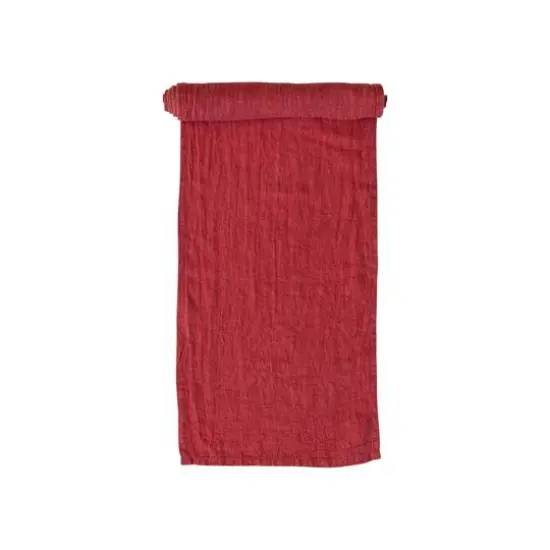 Hello Honey&reg; 108" Red Stonewashed Linen Table Runner {4}