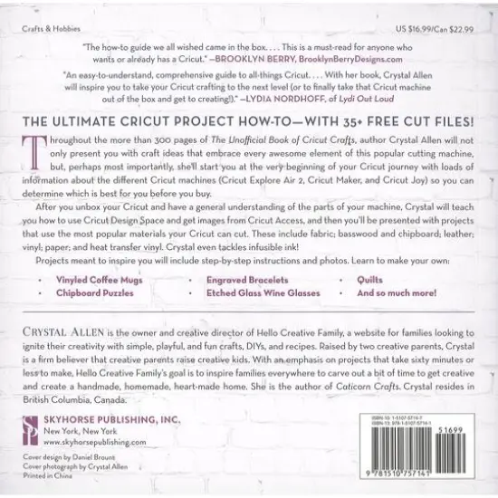 Skyhorse Pub The Unofficial Book Of Cricut Crafts Book {3}