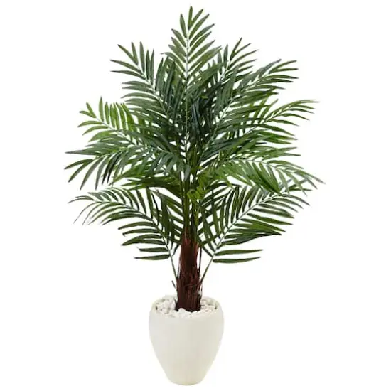 4.5ft. Areca Palm Tree in White Oval Planter {1}