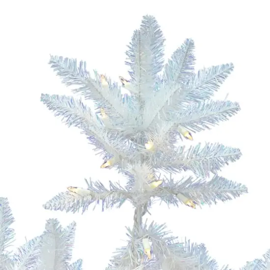 4.5ft. Pre-Lit Sparkle White Spruce Artificial Christmas Tree, Pure White LED Lights {4}